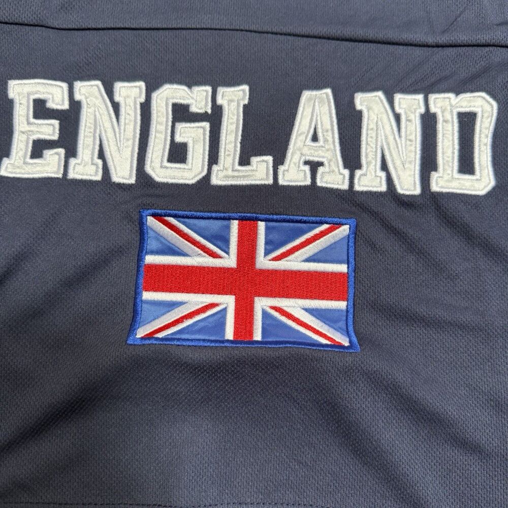 Harper & Ivy Girls England Soccer Jersey 7/8 Blue Polyester Embroidered Cropped - Picture 2 of 8